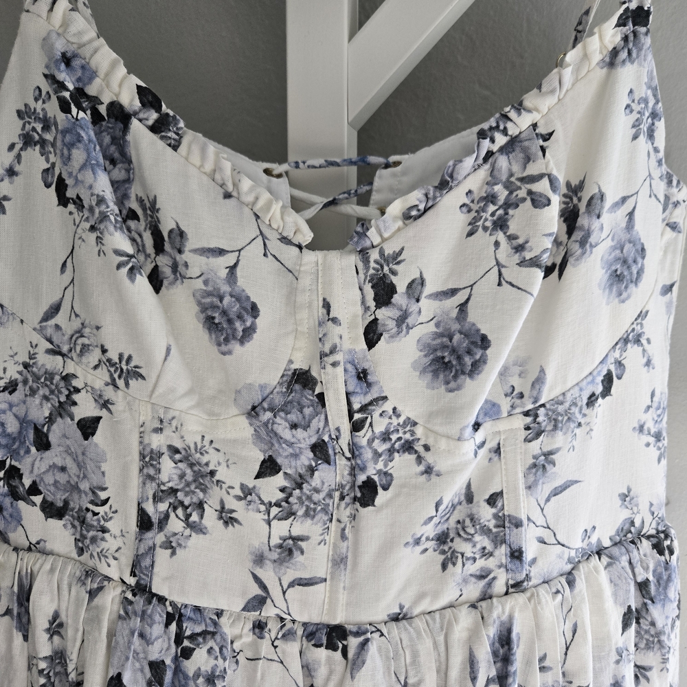 House of Harlow 1960 Floral Dress in Blue and White